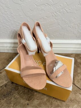 Nude/Blush Suede Ankle-Strap Heels
